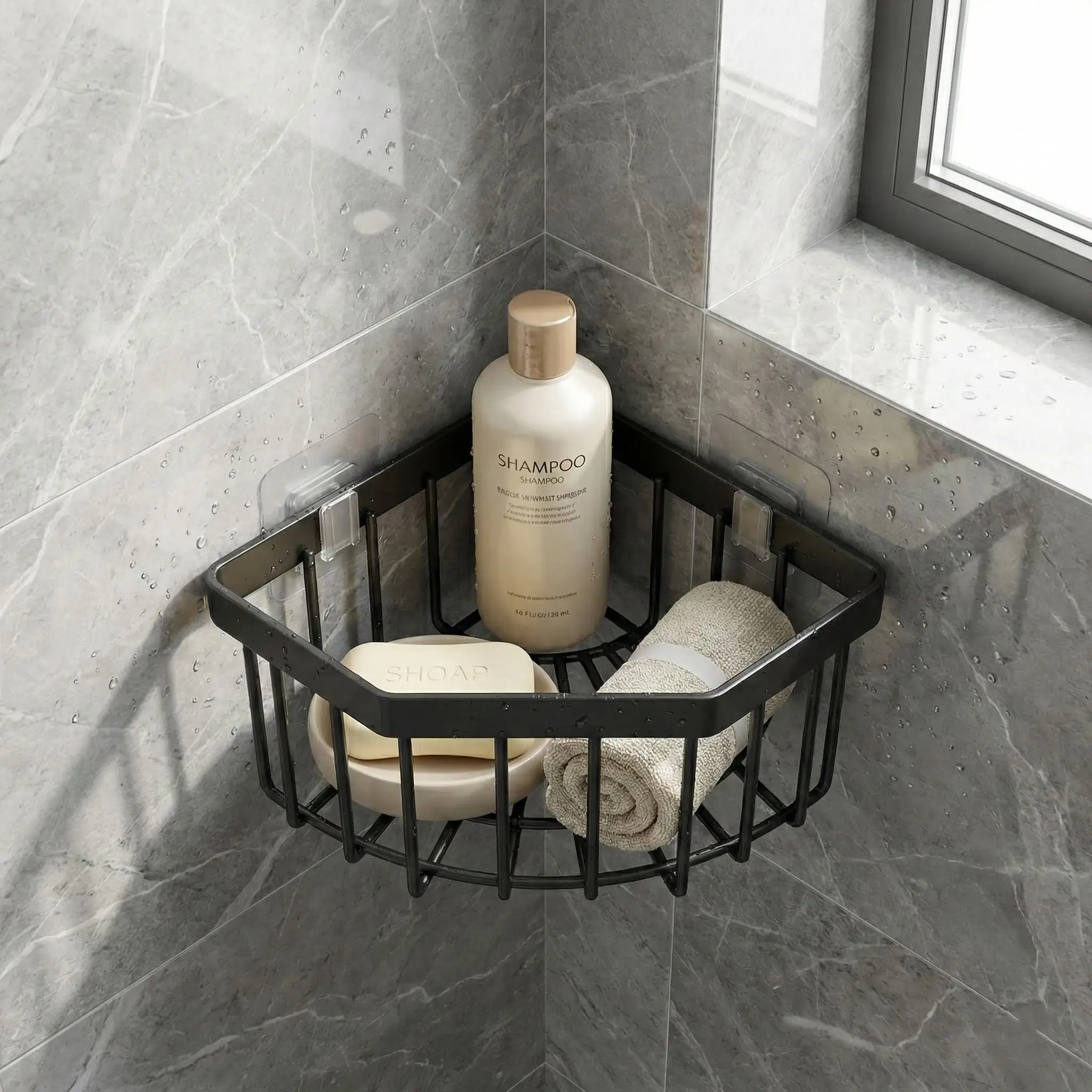 

Угловая корзина для хранения без сверления с дренажем, самоклеящаяся подставка для кухонной раковины и ванной комнаты, нержавеющий органайзер для щеток и мыла