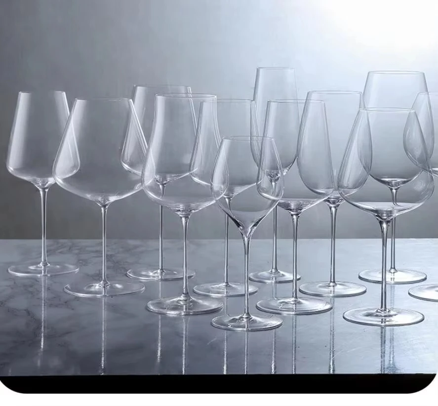 Ultra Thin Crystal Glass Goblet Sensory Oot-Bellied Red Wine Glass for Home Fine Stick Wine Burgundy Glass