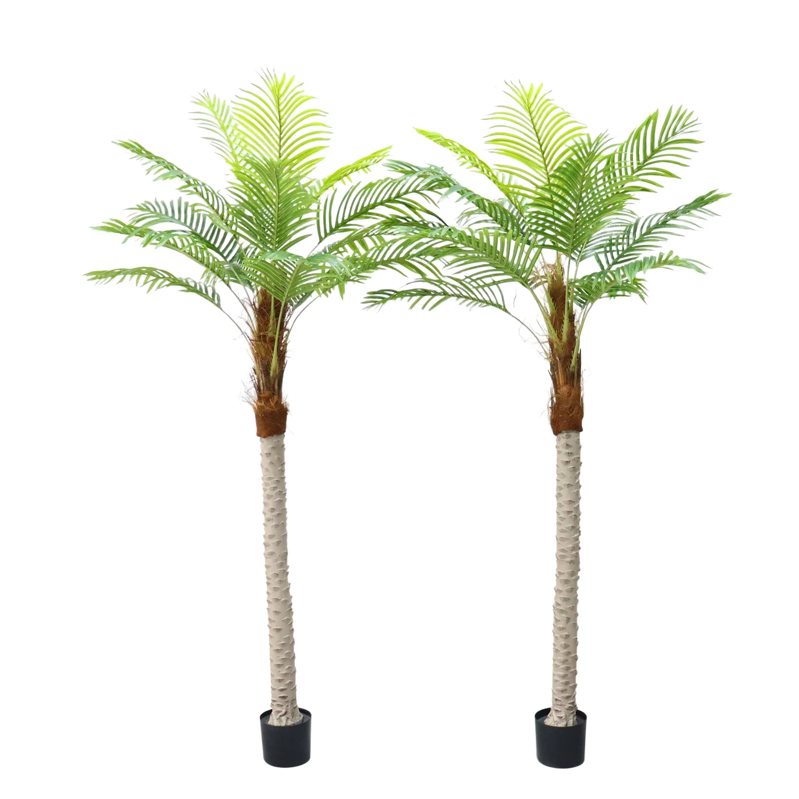 2pcs Artificial Palm Tree, 6.9ft Realistic Palm Tree With 15pcs Leaves, Tall Tropical Tree In Pot For Indoor Outdoor Home Office