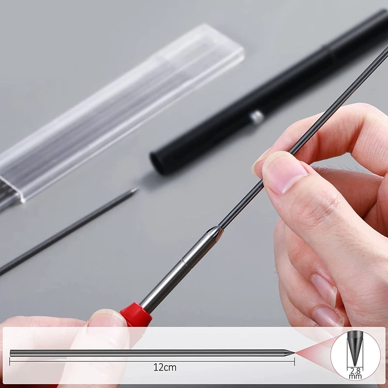 

24 шт., черные сменные стержни HB 2,8 мм для плотникового карандаша, долговечные стержни для карандашей для учебы для механического карандаша