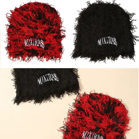 Wacky Neck Warmer Slouchy 여성용 지저분한 프린지 모자 다목적 발라크라바 비니 모자 해골 모자 터번