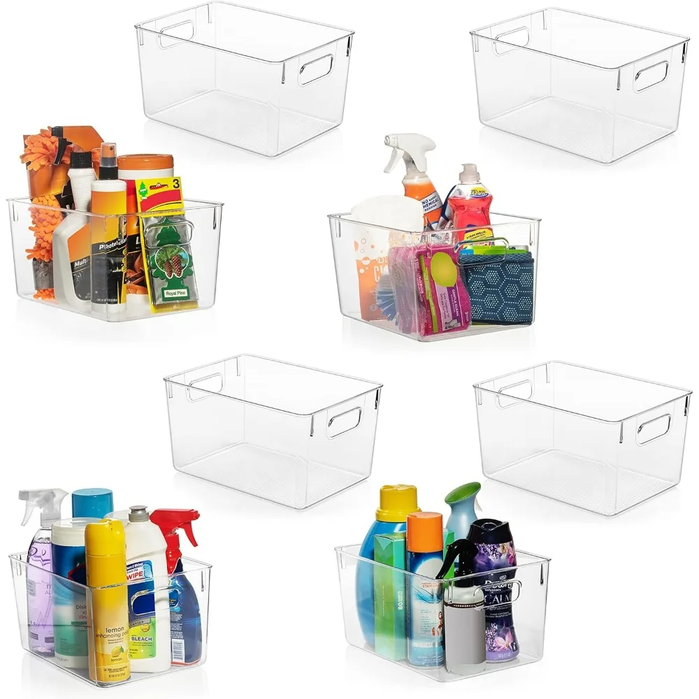 Clear Plastic Storage Bins - Organizers & Containers for Home, Kitchen, Laundry, Office, Closet, Garage & Freezer