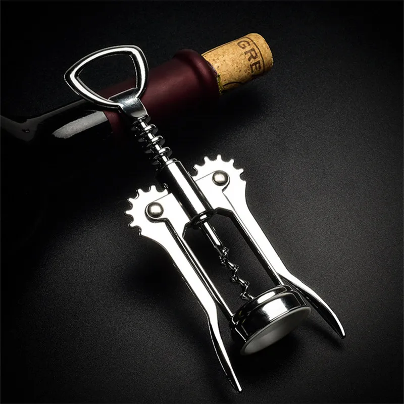 Stainless Steel Butterfly Corkscrew Red Wine Ah-So Two-prong Puller Wing Type Cork Remover Wine Bottle Opener Waiter\'s Friend