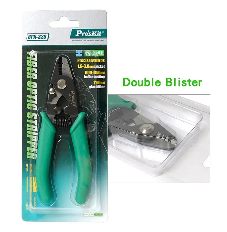 

Proskit 8PK-326 clamp stripping pliers 8PK-326 Tri-Hole Fiber Optical Stripper 8PK-326 FTTH FIber Wire stripper