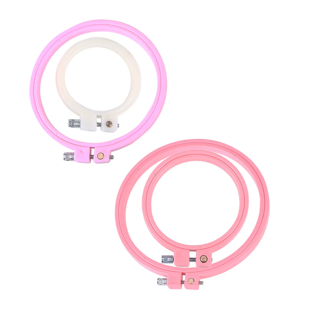 

4pc Cross Stitch Hoops Plastic Adjustable Sizes Craft Tool Needlework Round Frames Embroidery Accessories Sewing Supplies