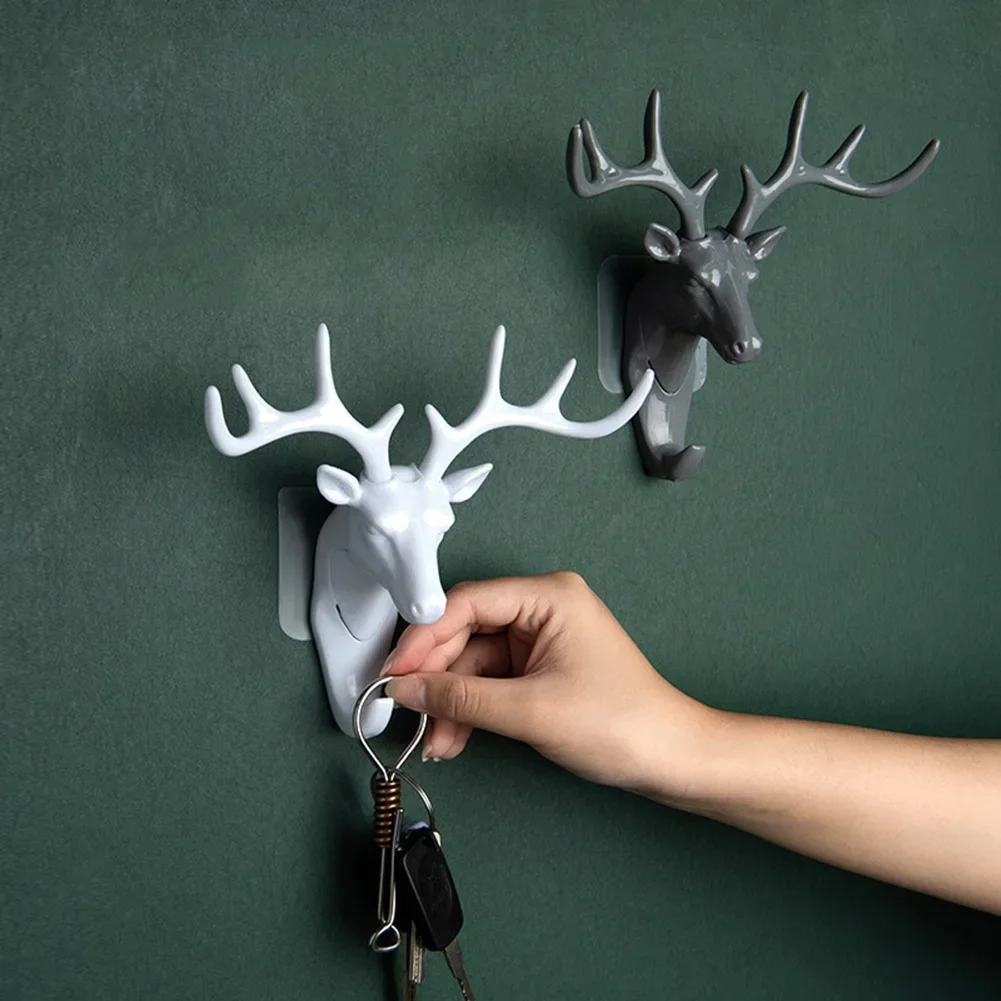 Vintage Deer Head Wall Hanging Hook Antlers for Hanging Clothes Hat Scarf Key Deer Horns Hanger Rack Wall Home Decoration