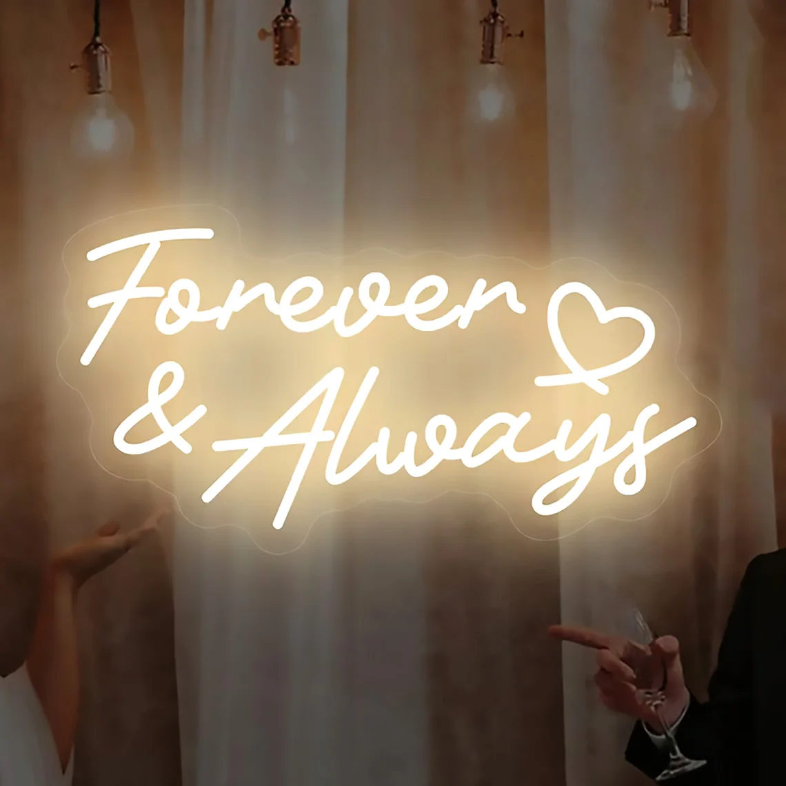 Forever and Always Neon Sign Wedding Event Art Decor Wedding Engagement Bedroom Backdrop Wall Decor