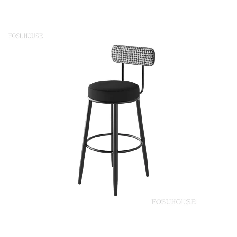 Nordic Wrought Iron Bar Chairs for Kitchen Modern Minimalist Leisure Bar Stools Light Luxury Home Bar Chair Creative High Stools