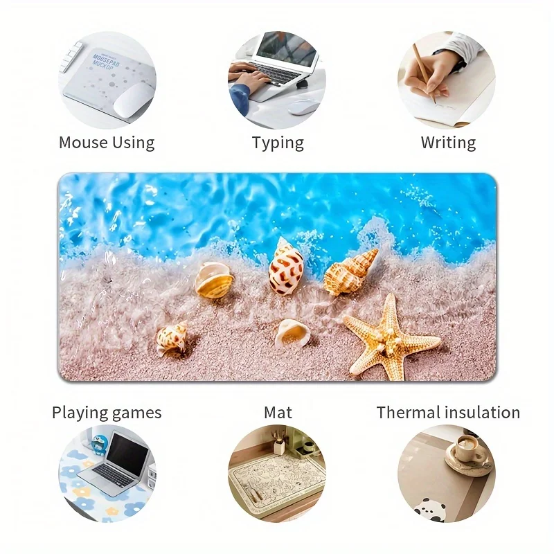 Beach Shell Starfish Extra Large Mouse Pad Durable Rubber Base Office Desk Mat for Gaming
