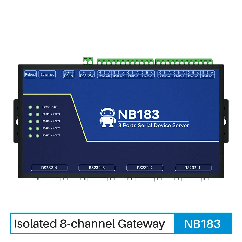 Modbus Gateway 8 Ports Serial Server RS485 232 To Ethernet RJ45 RTU To TCP UDP Build-in Watchdog MQTT HTTP IOT Module NB183