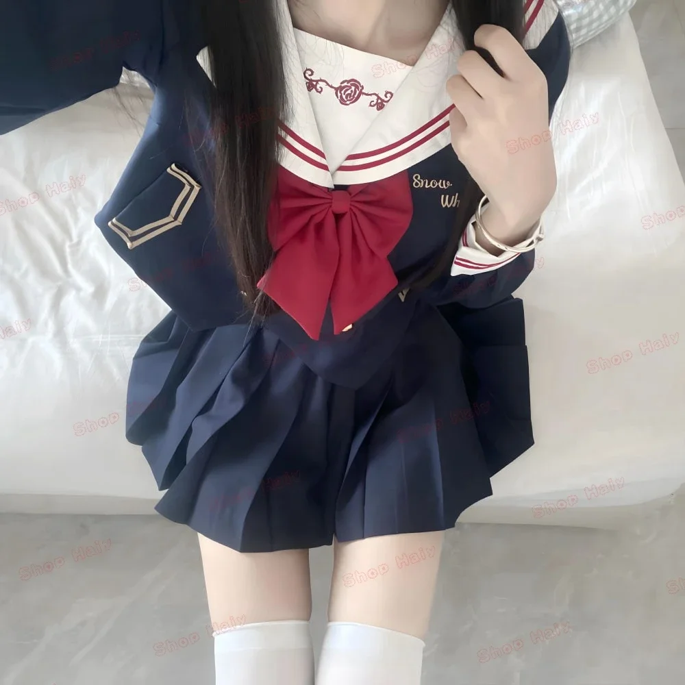 日本の学校制服ガール JK セーラースーツ「ホワイトハートストリーム」学生社会セクシーなプリーツスカートアニメ COS 衣装女性