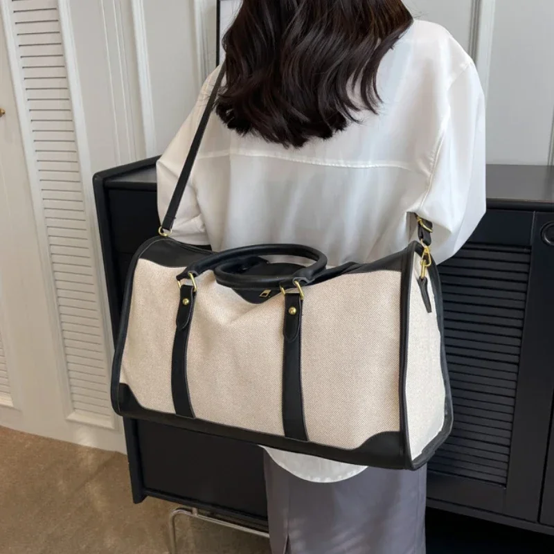 المرأة السفر تخزين حقيبة يد خمر اللياقة البدنية الأمتعة حقيبة واحدة الكتف حقيبة كروسبودي كبيرة النايلون بولي Leather حقيبة جلدية 2024 حقائب اليد