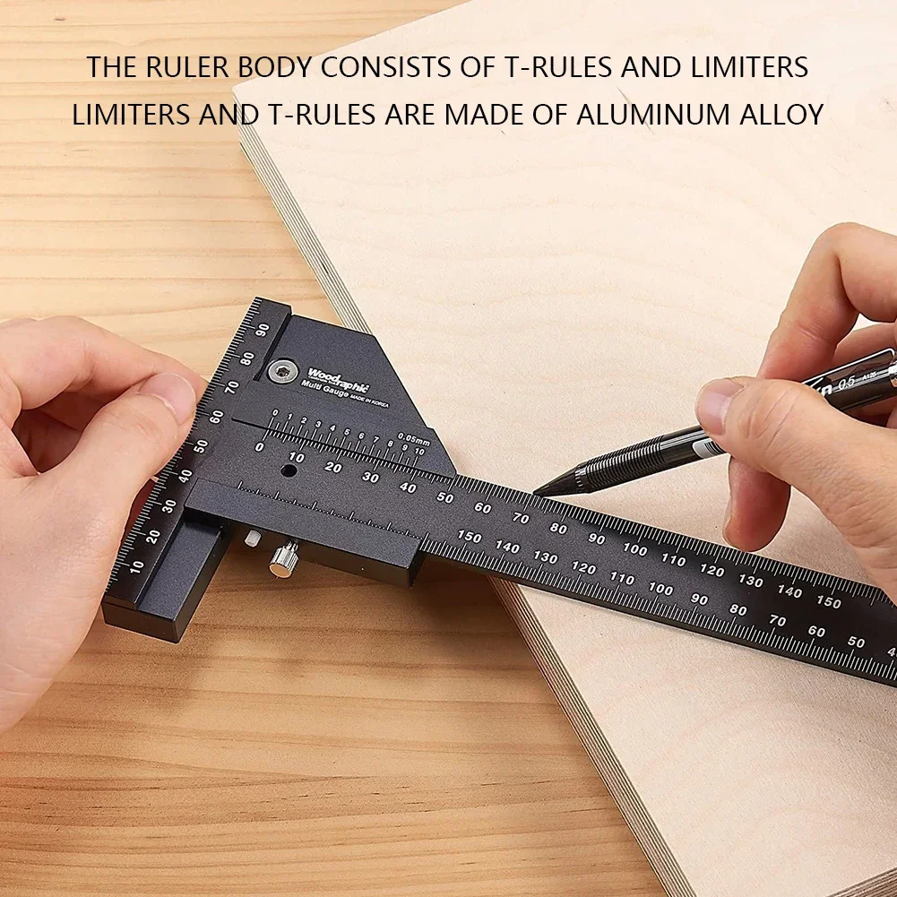 Multi Woodworking Sliding Gauge Aluminum Alloy Scribe Ruler Depth Gauge T-Square Scribing Measuring Tools Marking Gauge T Ruler