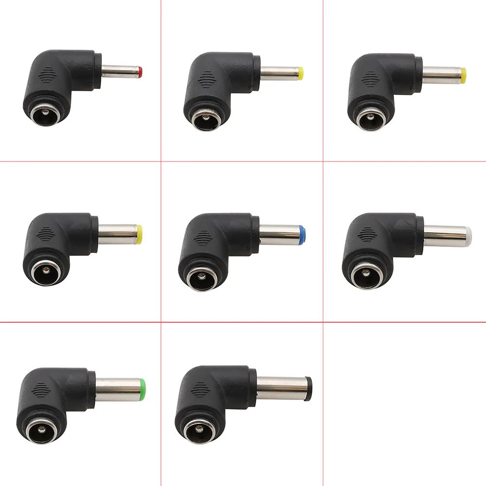 2Pcs Right Angle DC Power Adapter 6.0x4.4 6.3x3.0 5.5x2.5 4.8x1.7 4.0x1.7 3.5x1.35mm Male Plug to 5.5x2.1mm Female Connector