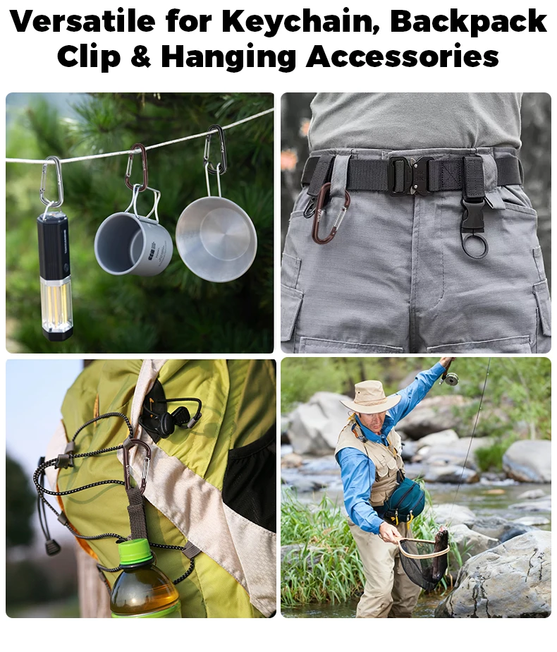 Karabiner-Schlüsselanhänger, Campingausrüstung, Ausrüstungszubehör, taktisches Zubehör, EDC-Werkzeug, Outdoor-Überlebensausrüstung, Angelzubehör – Detail 8