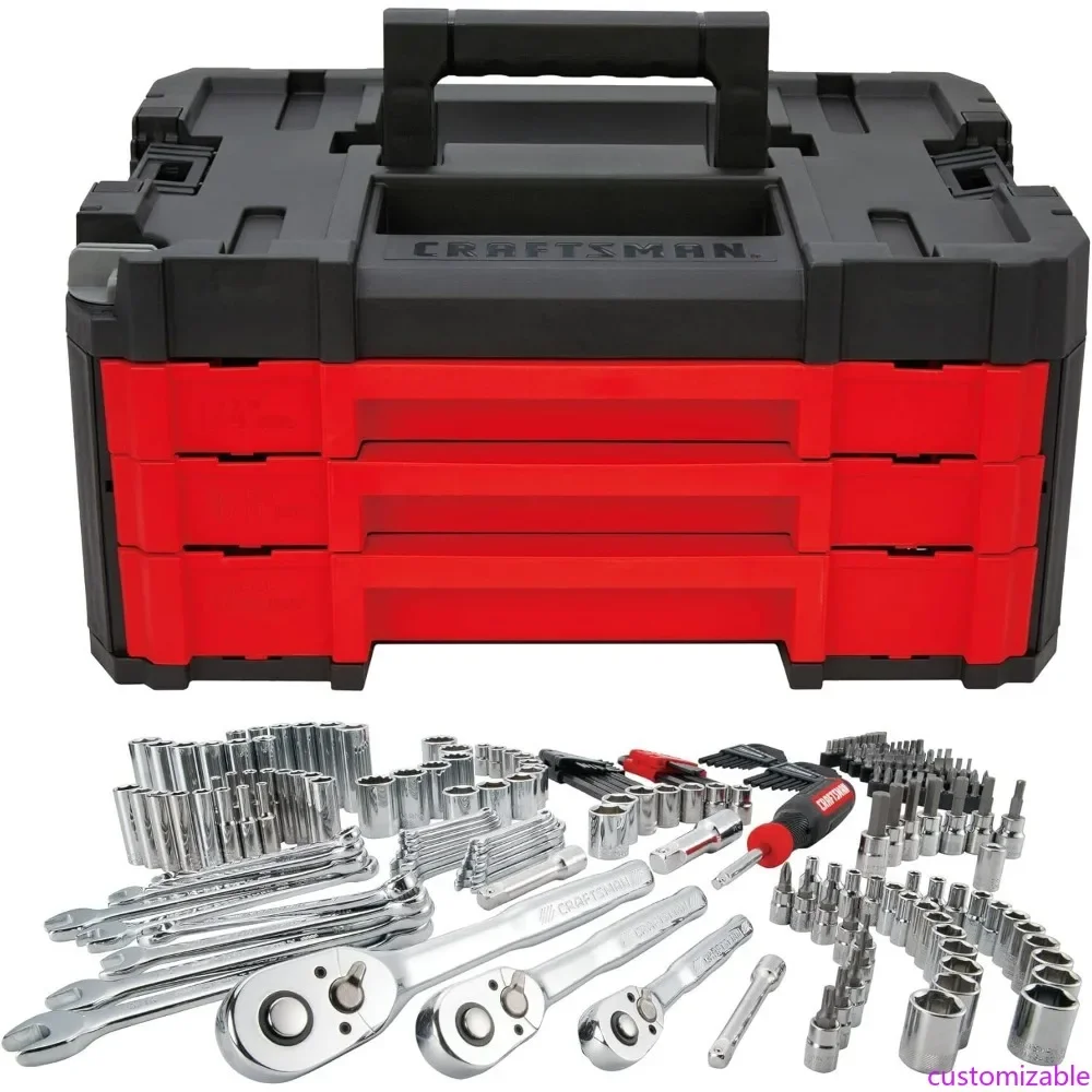 

Complete 230-Piece Mechanics Tool and Socket Kit with 3-Drawer Storage Box by Craftsman