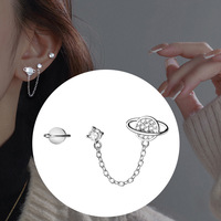 VOQ Asymmetrical Earrings Delicate Light Luxury Planet Earrings Long Chain Saturn Earrings Jewelry Gothic