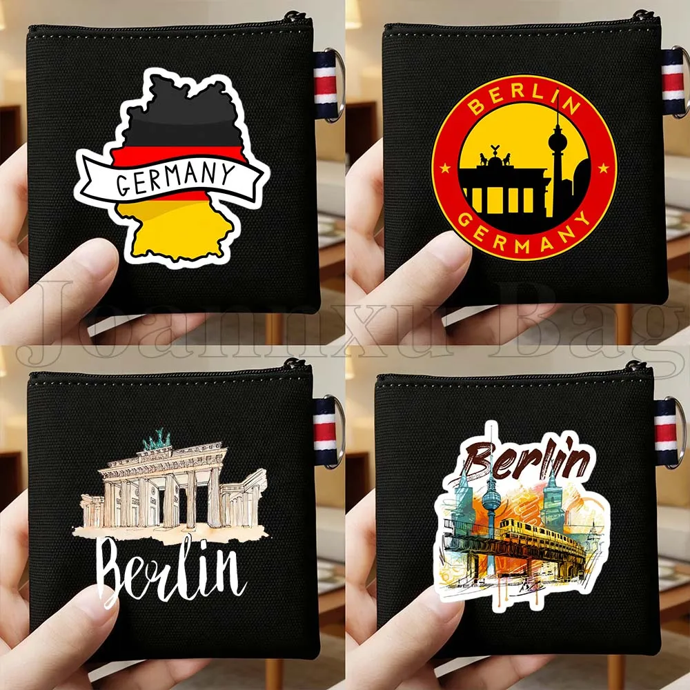 Bolsa de Lona Personalizada con Mapa de la Bandera de Múnich, Berlín, Alemania, Deutschland, Monedero, Porta Llaves, Porta Tarjetas, Cartera de Algodón, Bolsa de Algodón