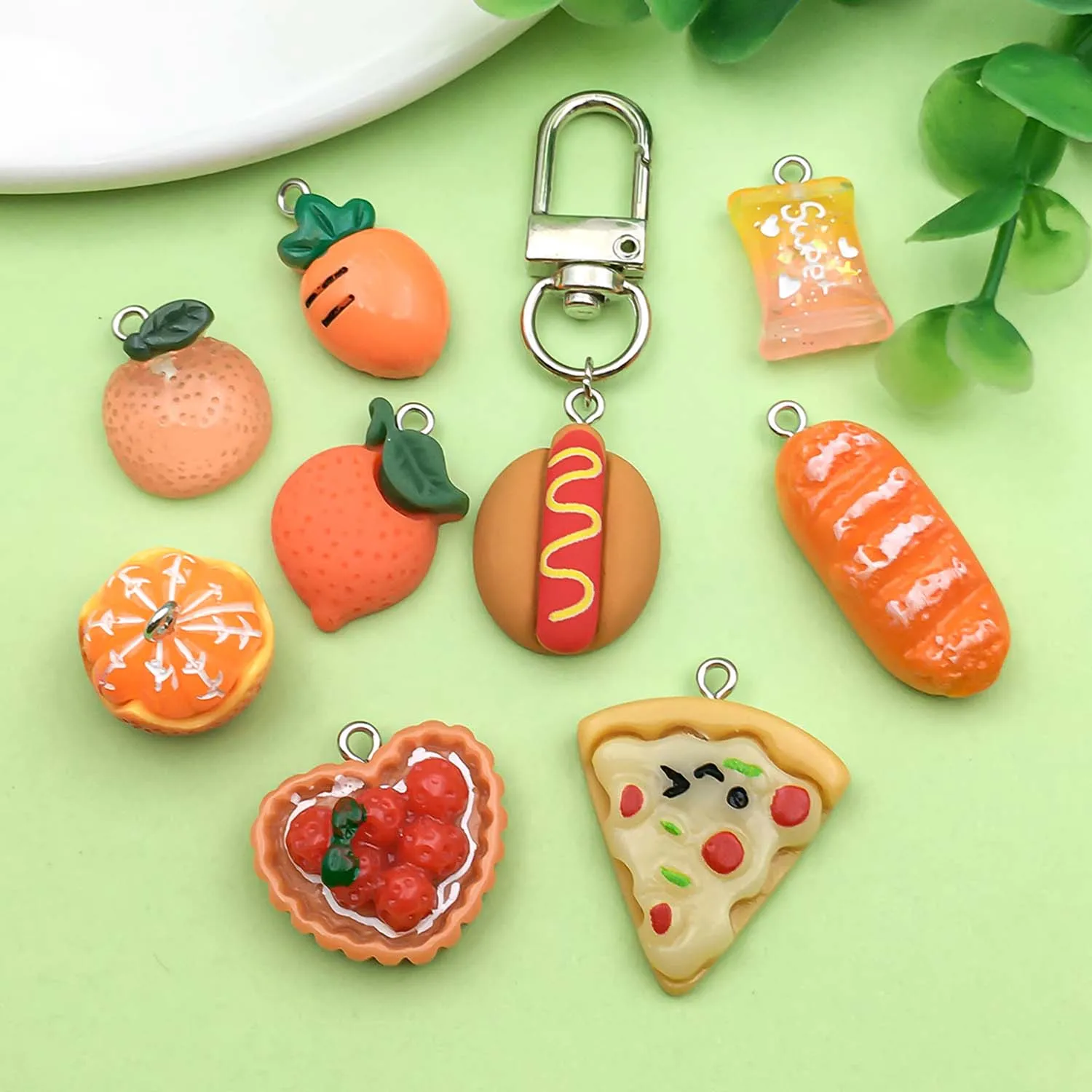 10pcs Colorful Resin Charms Simulation Animal Fruit Food Series Pendants for DIY Bracelet Necklace Jewelry Making Accessories