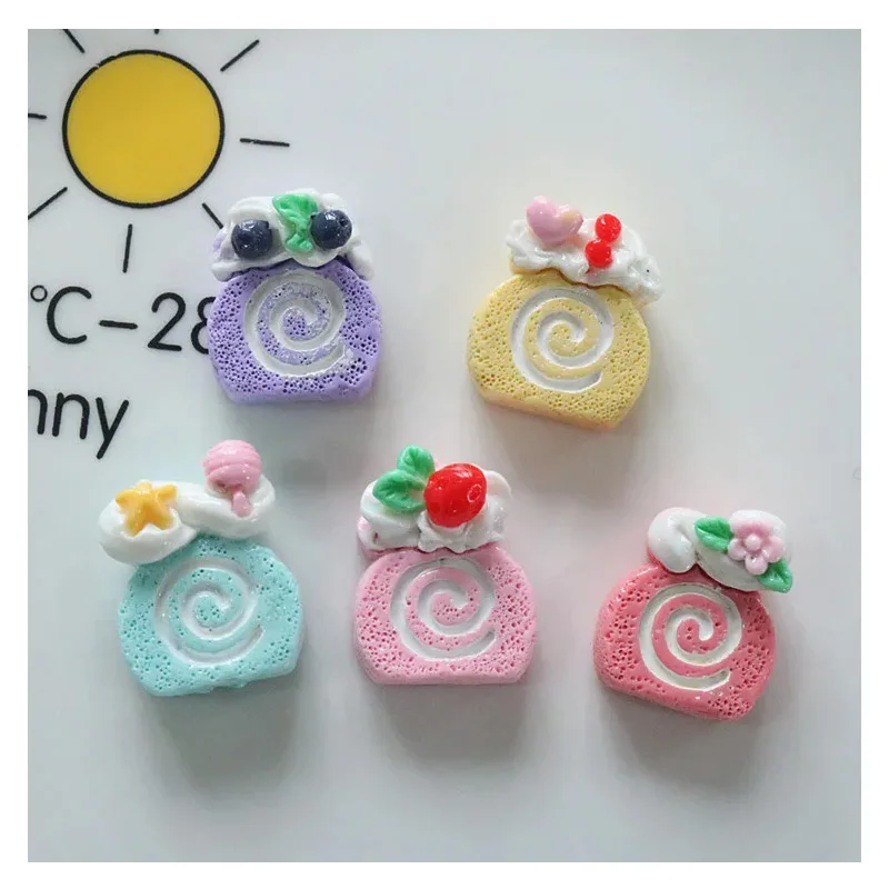 10pcs Mini Kawaii Fake Flower Cake Flat Back Cabochons Scrapbook Diy  Party Hairpin Accessories Home Decoration Craft