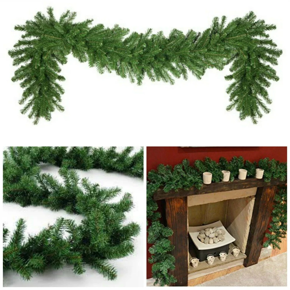 2.7M Artificial Pine Leaf Rattan Strip Green Christmas Garland Wreath Christmas Pine Tree Rattan Decor Xmas Tree Ornament