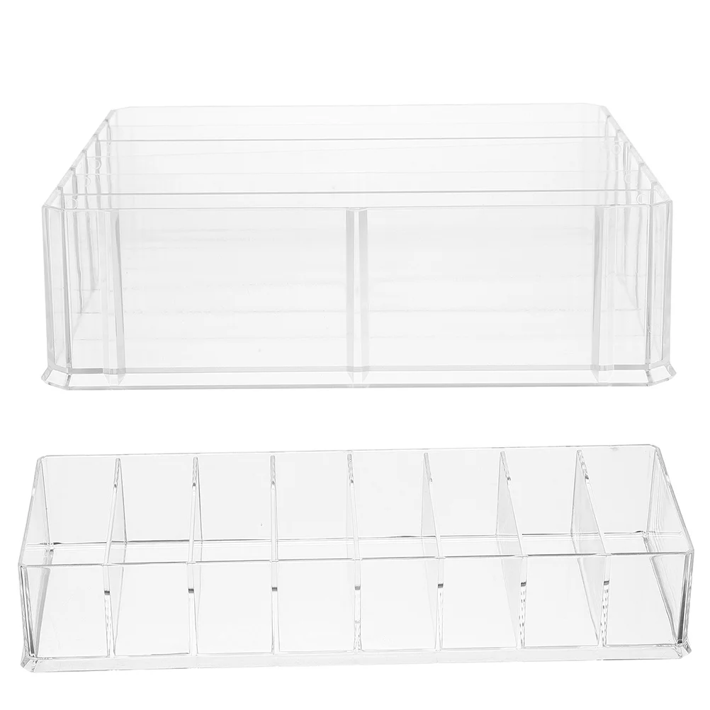 

2pcs Storage Box Transparent Multi-Grid Cash Drawer Tray For Office Classroom Desktop Organizer Ticket Storage Case