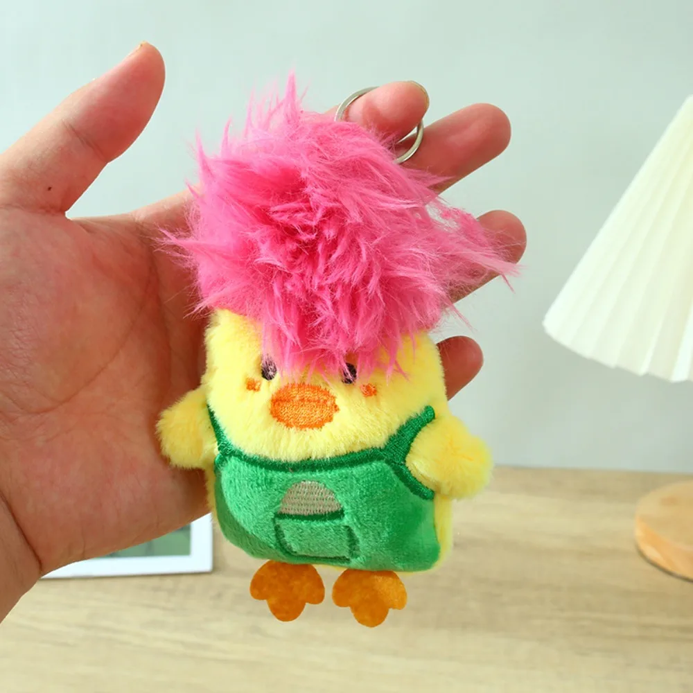 Carino PP cotone peluche anatra portachiavi ornamenti animali capelli esplosivi anatra portachiavi giallo cartone animato peluche bambola ciondolo borsa accessorio