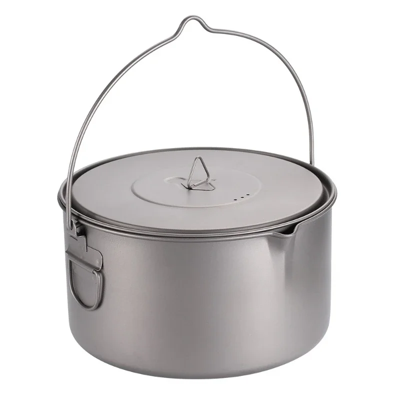 

Titanium pot Outdoor camping Pure titanium hanging pot Multi-person binaural pot Cookware Boiling water