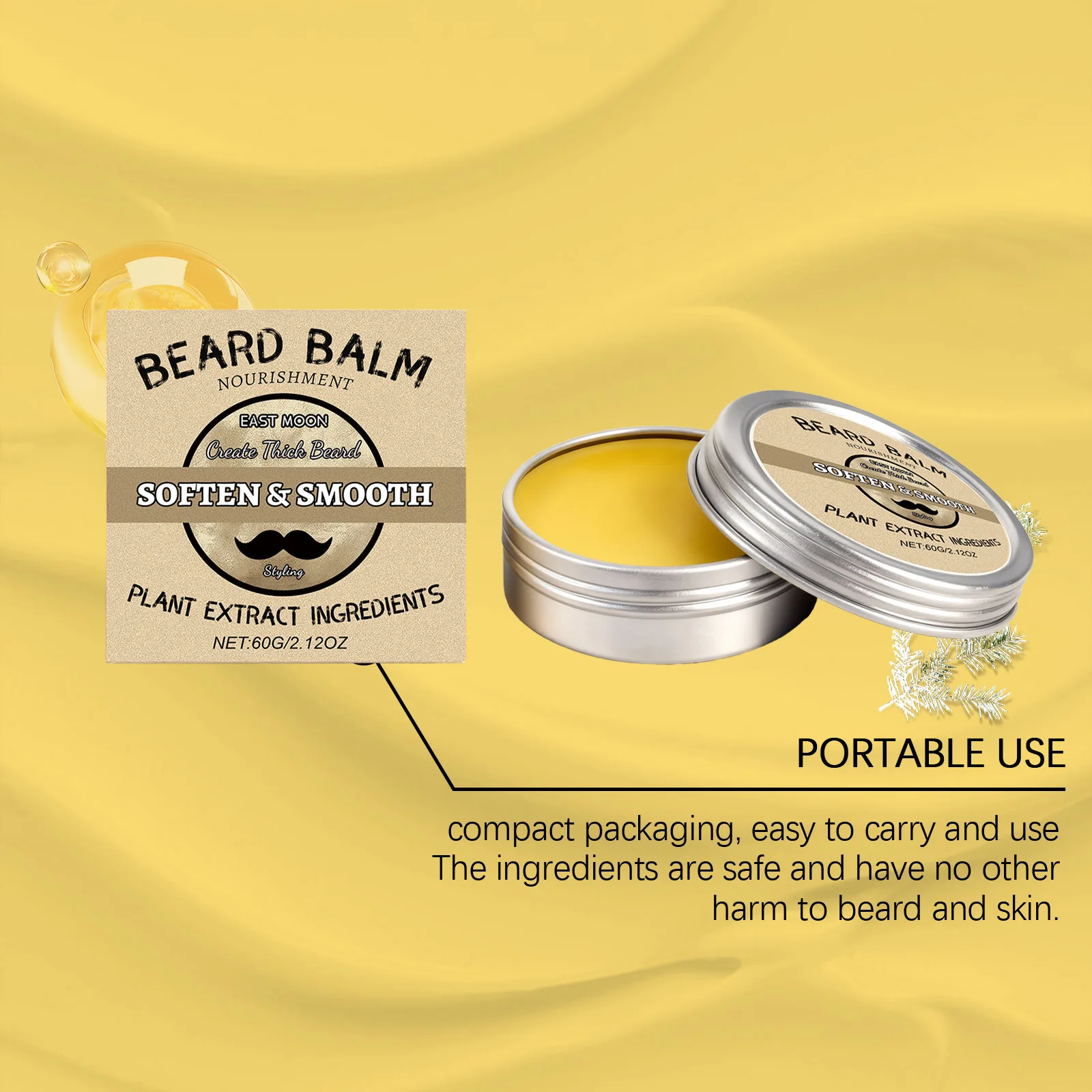 شرق القمر اللحية المغذي بلسم تقليل الاحتكاك غير مزعجة تحسين الإنزلاق تليين الشعر النفط السيطرة رجل كريم العناية باللحية #3