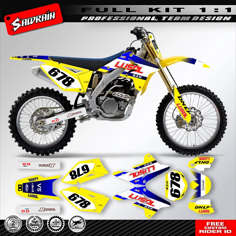 Sawrain Motorcycle Sticker Custom Team Graphics Decals Kit For SUZUKI 2007 2008 2009 RMZ250 005