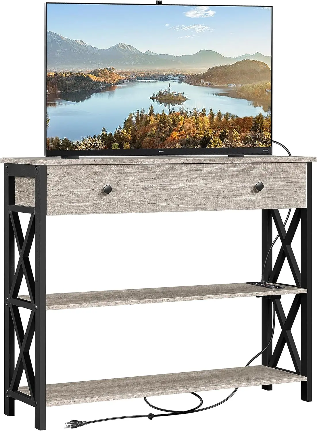 

TV Stand with Power Outlets, Entertainment Center with Drawer, Media Console Table for TV up to 45 inch for Bedroom/Living Room