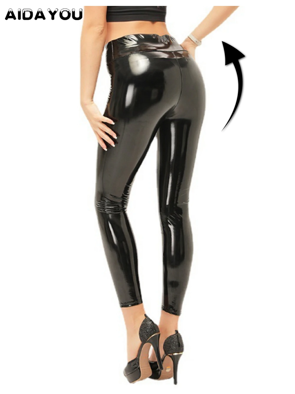 Women Faux Leather Leggings Mirror High Waisted PLeather Shinny Lighting Leggin Petite Ultra Shinning Leggings