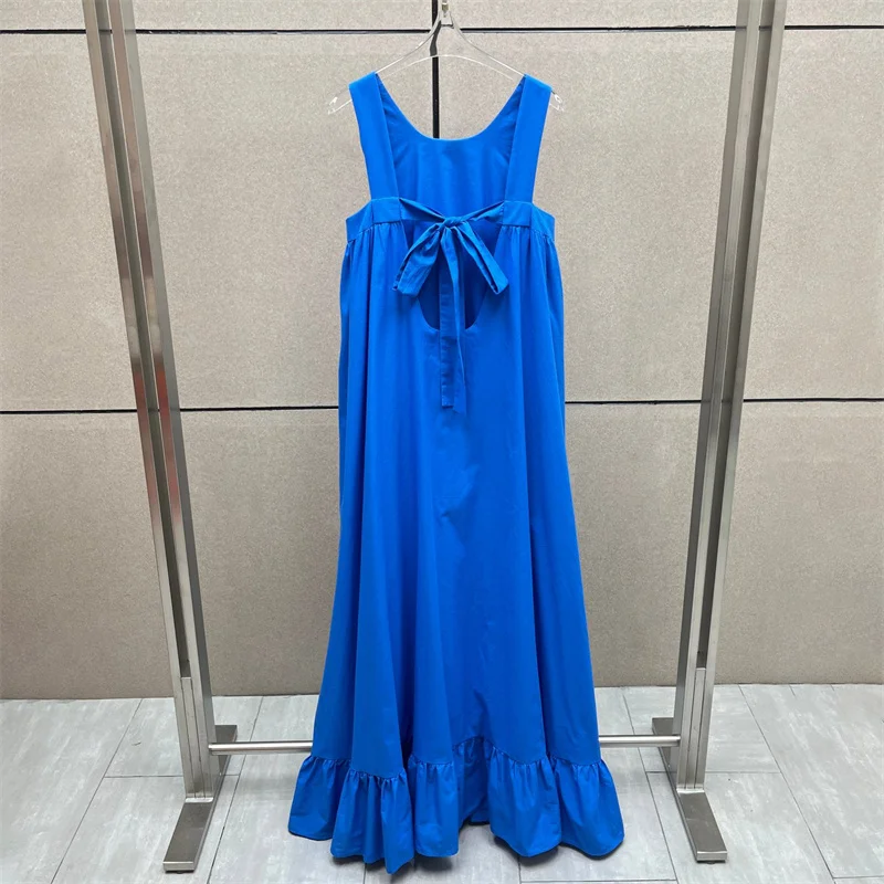 Immagine 3: Abito da donna nuovo con scollo rotondo, vestibilità slim, senza maniche, lungo, per l'autunno 2026, abito da festa senza schienale, in cotone, abiti casual da donna