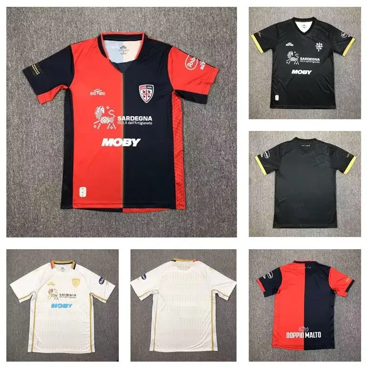 2425 موسم Serie A Cagliari الرئيسي/الضيوف/الثانية بعيدا نسخة المروحة قصيرة الأكمام كرة القدم جيرسي بدلة تدريب