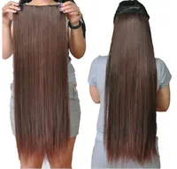 Synthetic 5 Clip In Hair Extensions Long Straight Hairstyle Hairpiece Black Brown Blonde 55CM Natural Fake Hair For Women