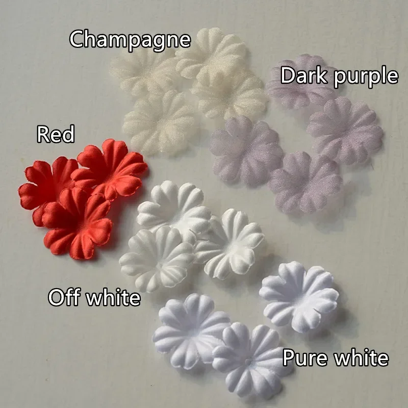 200PCS /Pack 3.5CM Pure White  DIY Handmade 3D Flower Wedding Dress Ingredients Pyrographic Eugen Yarn Headwear Materials