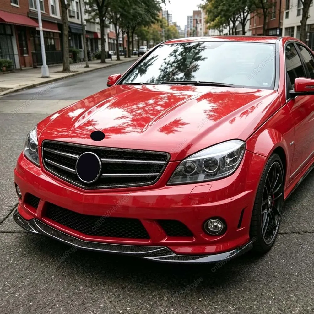 Car Front Chin Bumper Lip Spoiler For Mercedes Benz C-Class C63 AMG W204 2007 To 2010 Pre-LCI Splitter Protector Gloss Black Kit view 3