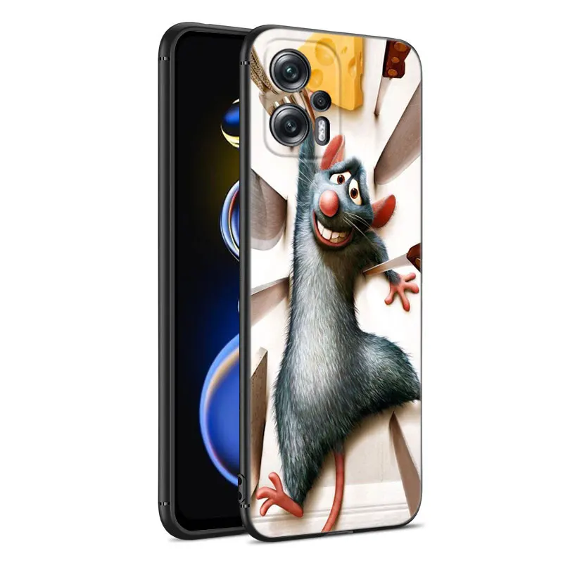 Disney Ratatouille Remy Black Silicone Phone Case For Xiaomi POCO X3 X4 NFC F4 GT F5 M3 M4 M6 X5 X6 Pro NEO 5G C55 C65 M5 4G