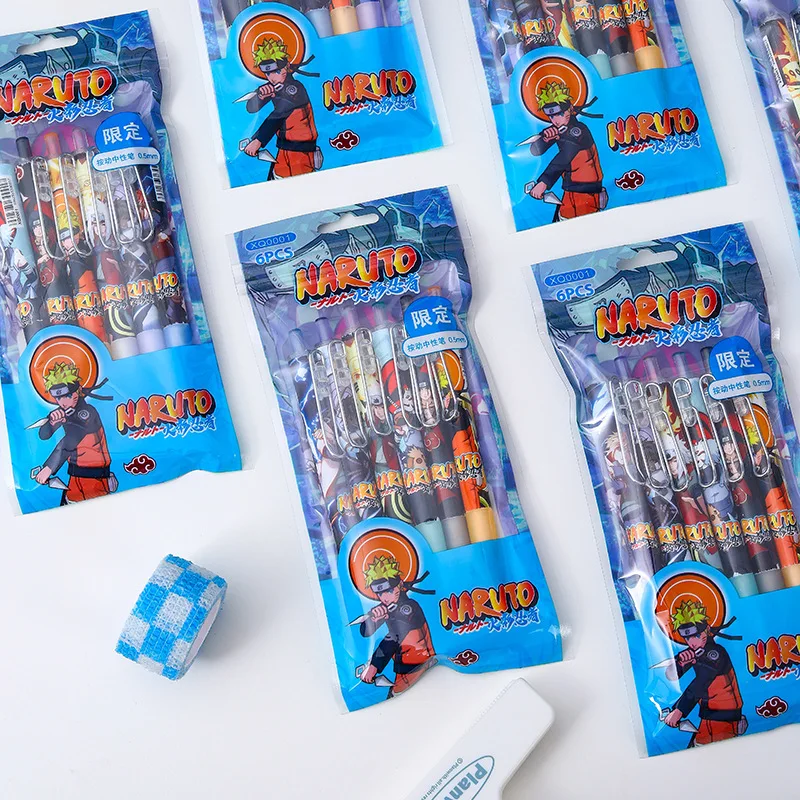 Naruto Ballpoint Pen Anime Press Gel Pen for Writing Notebooks Boy Girl 0.5mm Neutral Pen School Office Supplies Stationery Gift