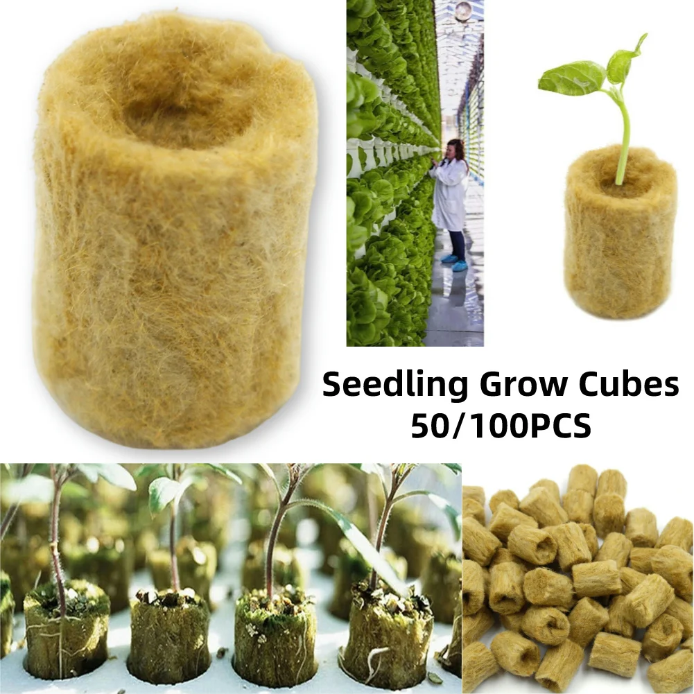 50/100pcs Single Hole Grow Media Plug Starter Cubes Rock Wool Plant Hydroponic Propagation Transplanting Seedling Soil Block