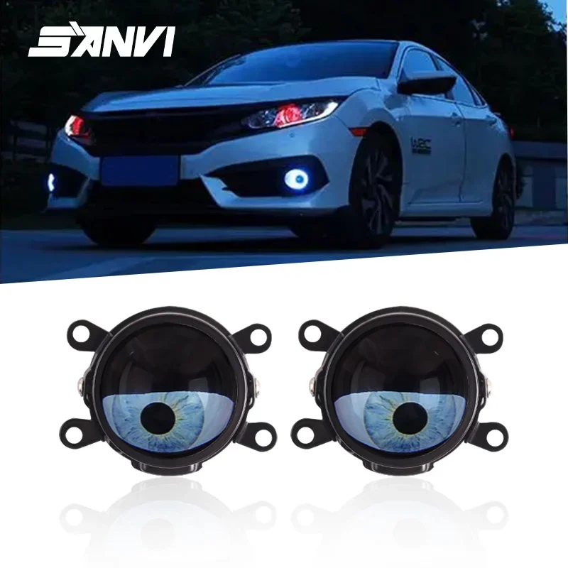 SANVI 2.5 Inch Headlight Lens Dynamic Demon Eyes Universal For Car Mototorcycle With WIFI Control Animation Modes Auto Accessory