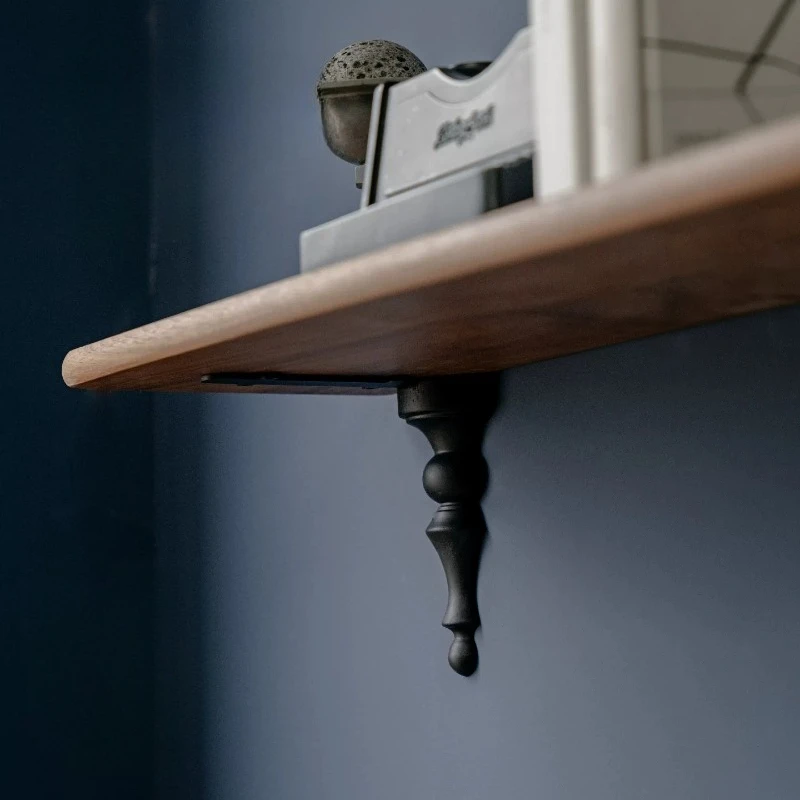 Black Minimalist Rubber Wood Support Bracket Wall Mount Shelf Display Base Furniture Storage Hardware Accessory For Home Decor