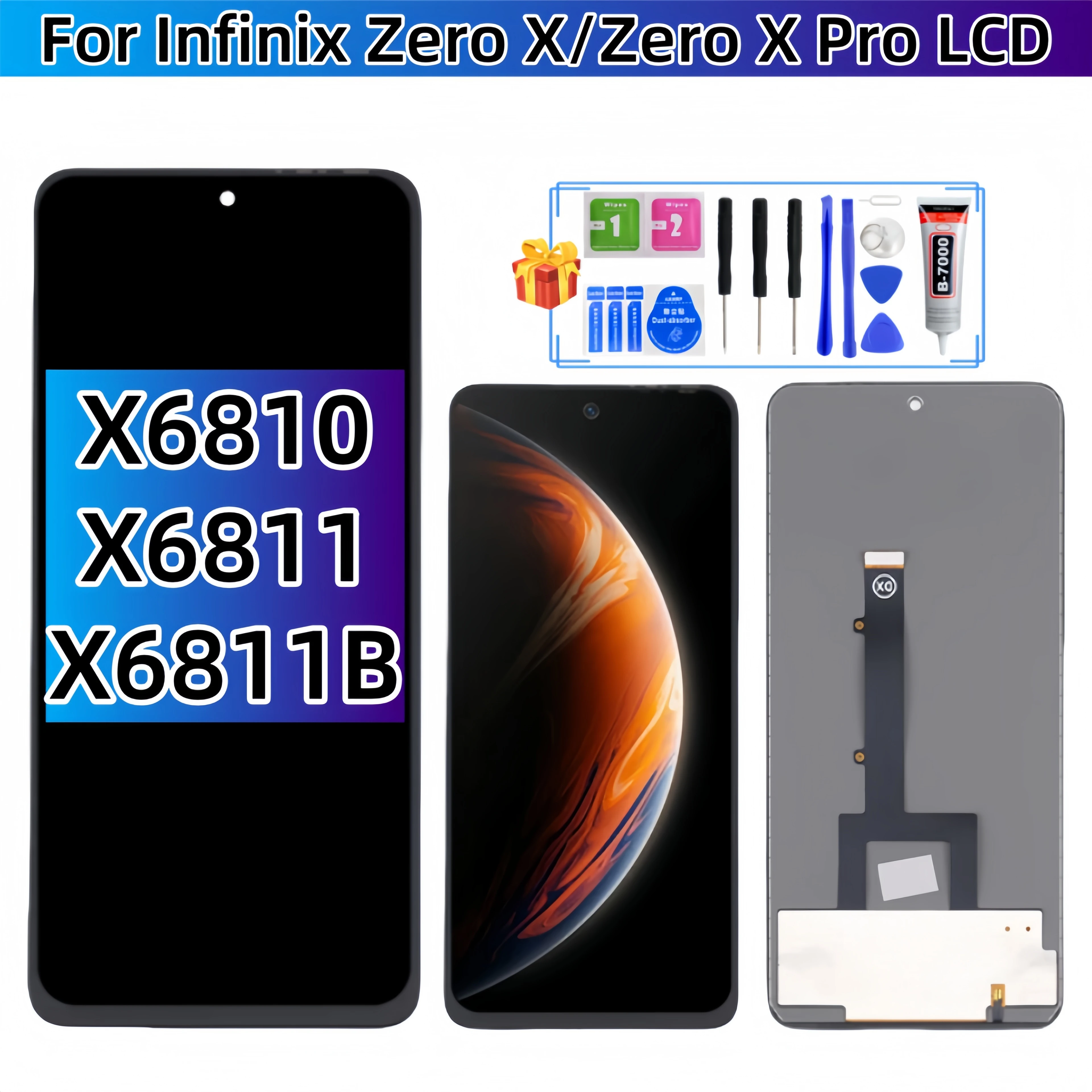 

Для Infinix Zero X Zero X Pro X6810 X6811 X6811B ЖК-дисплей с сенсорным экраном в сборе, запасные части для ЖК-дисплея