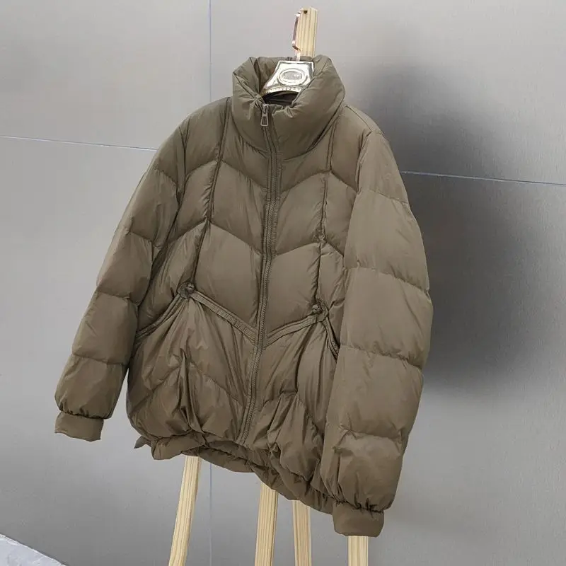 New Autumn Winter Down Korean Style Loose Slimming Short Stand-up Collar Warm Stylish Coat Fashion Simple Warm Women's Clothing