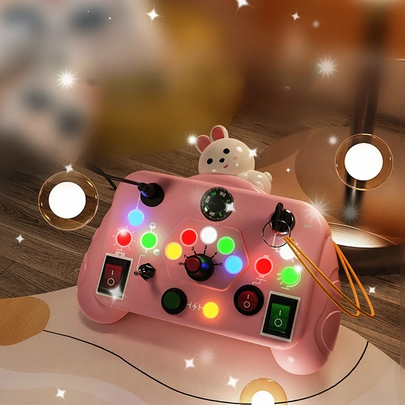 Tablero ocupado Montessori, juguetes sensoriales de madera con interruptor de luz LED, tablero de Control, actividades de viaje, juegos para niños de 2 a 4 años