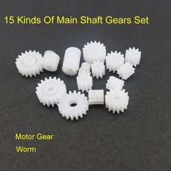 15 Kinds Plastic Gear Set 0.5M Modulus Gear Package 1mm/1.5mm/2mm Shaft Axis 7T 8T /9/10/12/14/16/18 Teeth Gear 6mm Worm Gear