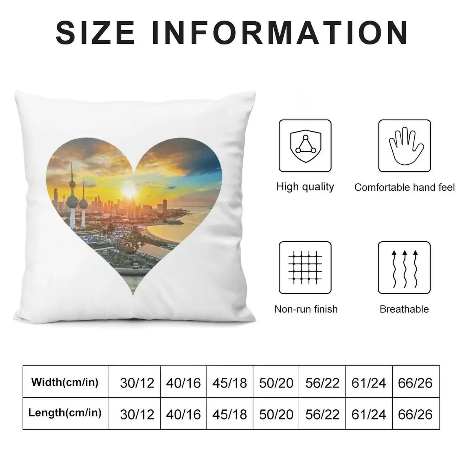 KUWAIT CITY SIGHTS IN A HEART STYLISH DESIGN Throw Pillow Throw Pillow Cushions pillow