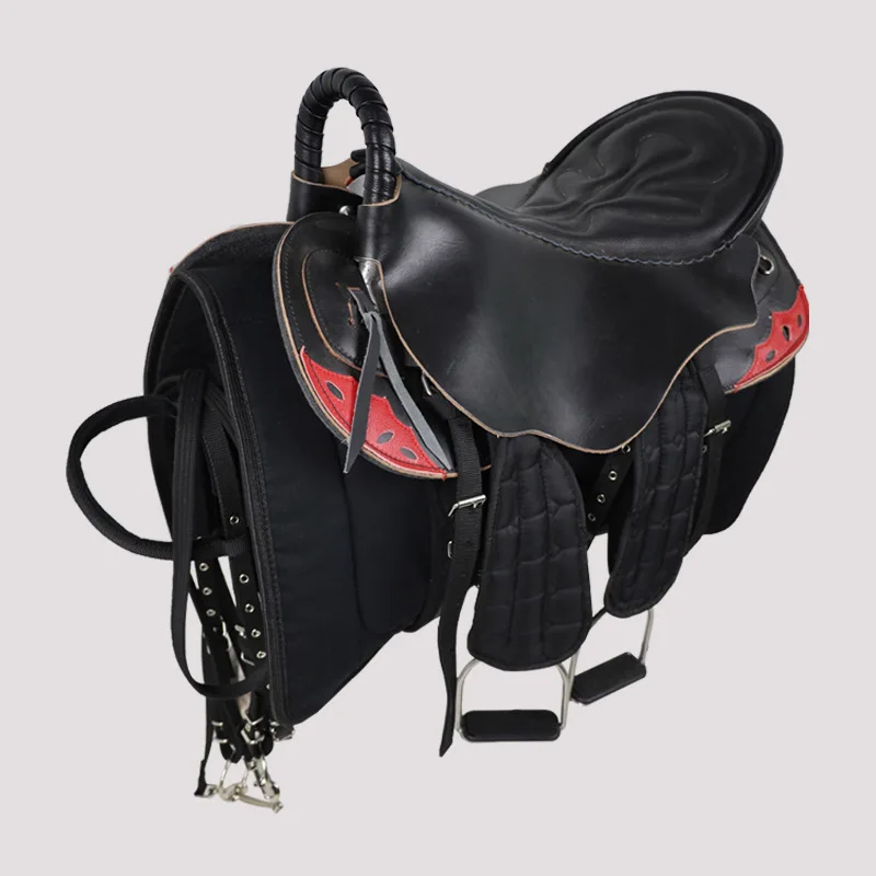 Double Saddle Full Set Accessories Pure Cowhide Leather Tourists Equestrian Horse Riding Saddle