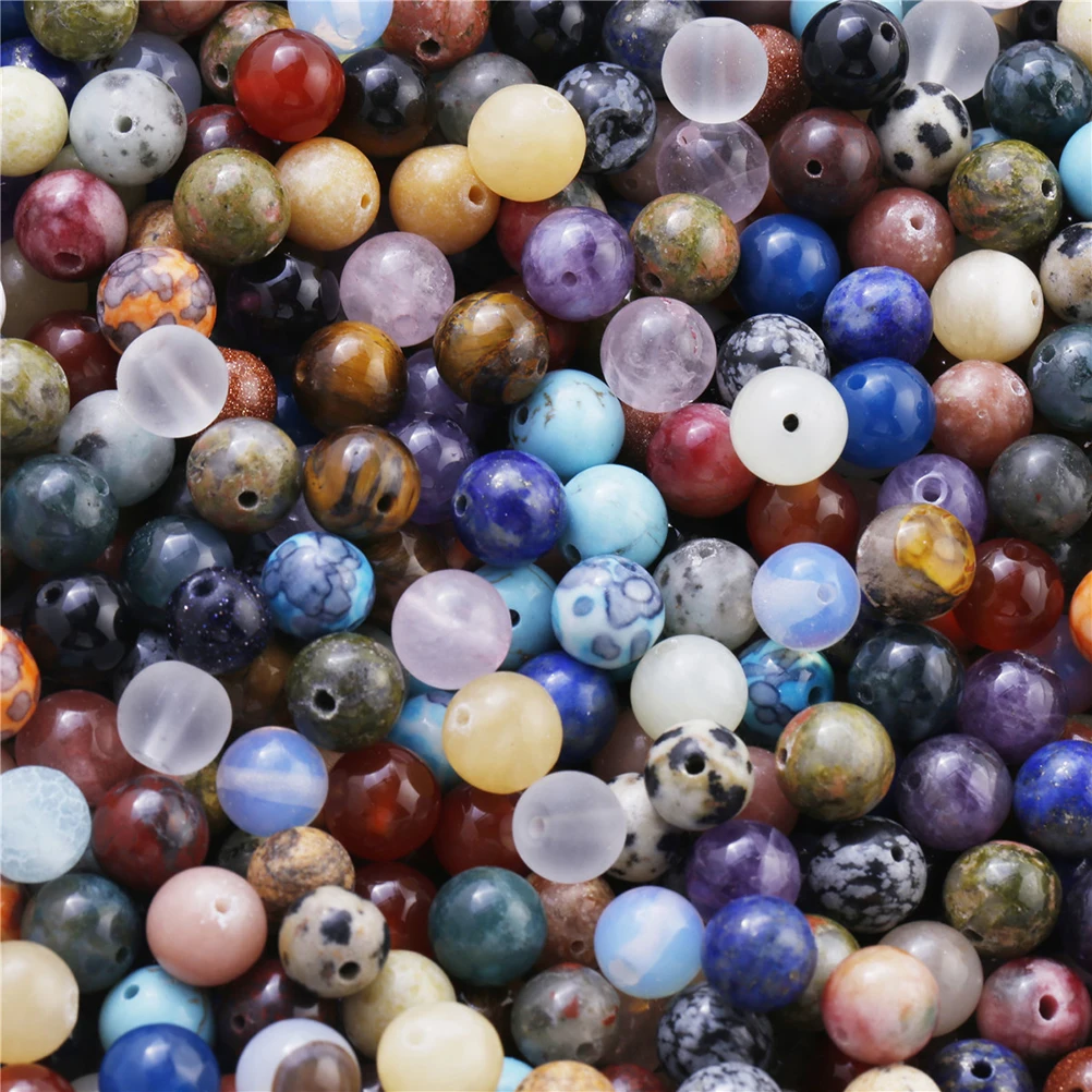 

100 Pcs Bracelet Beads DIY Jewelry Accessories Natural Stone Handmade Round Necklace