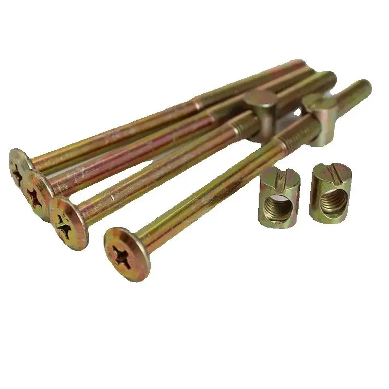 Zinc Plated Baby Bed Bolts M6 M8 Furniture Bolts Nut Phillips Cross Head Screw Barrel Nuts For Crib Cabinet
